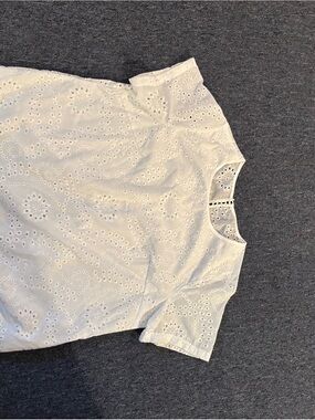 SHEIN White Eyelet Short-Sleeve Blouse